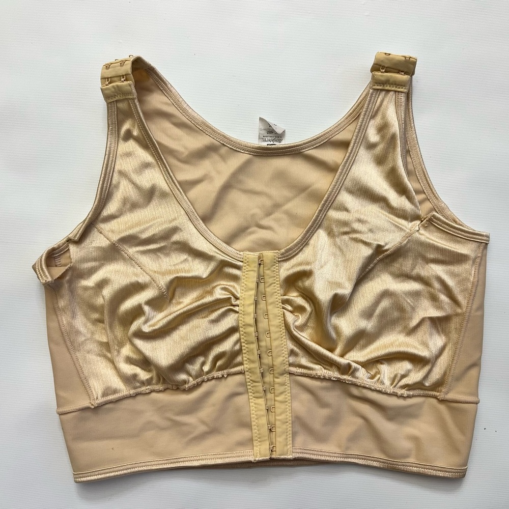 Front-Closure Shiny Beige Comfort Bra